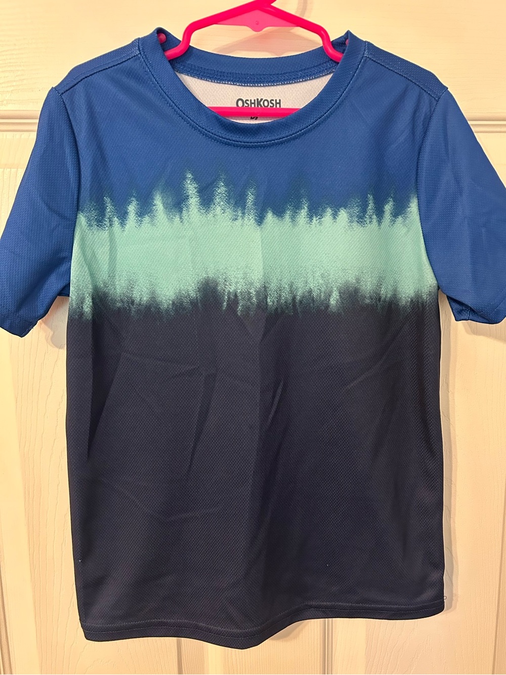 Boys, OshKosh B'gosh, Blue Ombre Short Sleeve Activewear Tee, Size 7